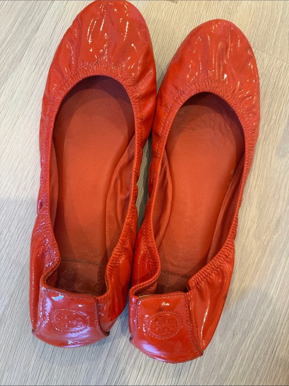 Tory Burch Orange Patent Leather Ballet Flats - Women